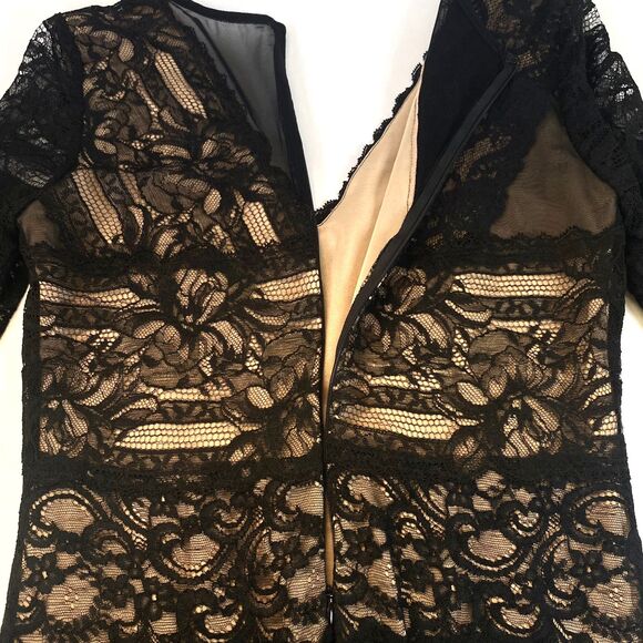 Nicole Miller Lace Sheath Dress Size M Black Beige Lining Stretch NWT CE 10053 - Picture 7 of 16